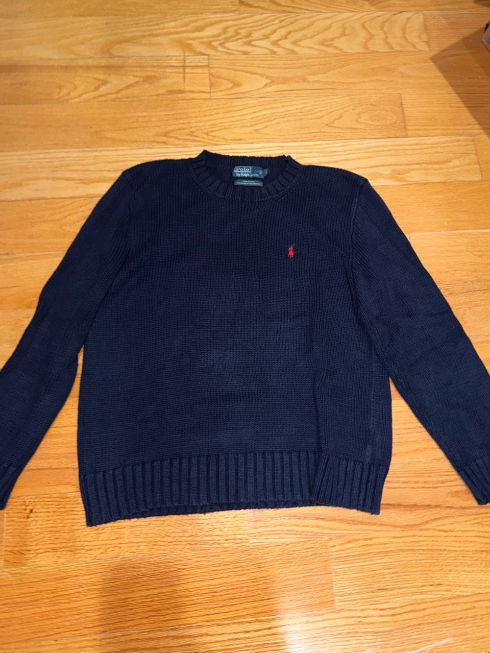 Ralph Lauren Navy Crewneck Sweater with Red Pony
